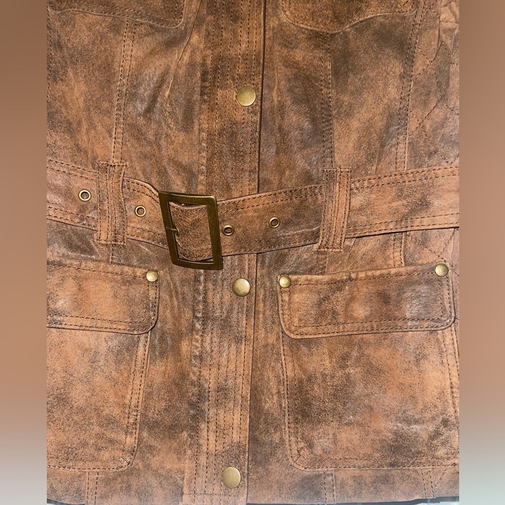 Indigo Leather Jacket. Euc - image 2